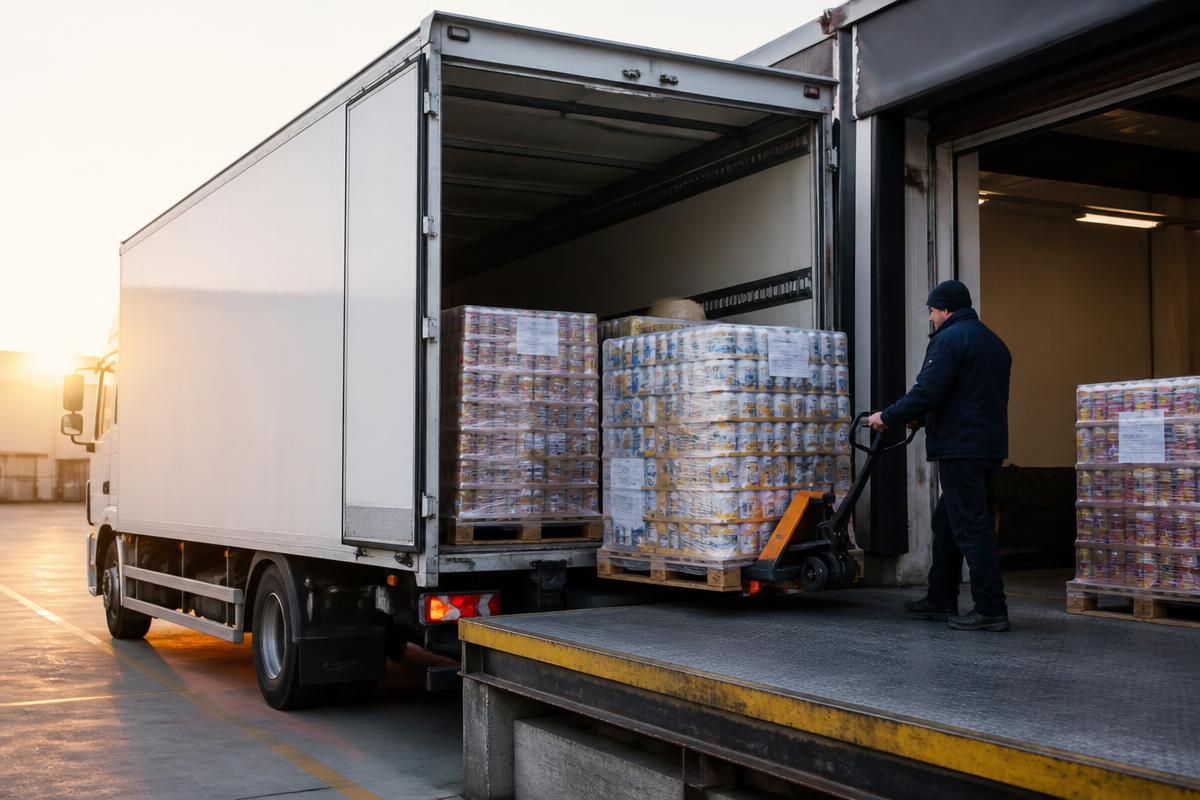 Погрузка паллет с продукцией в автомобиль